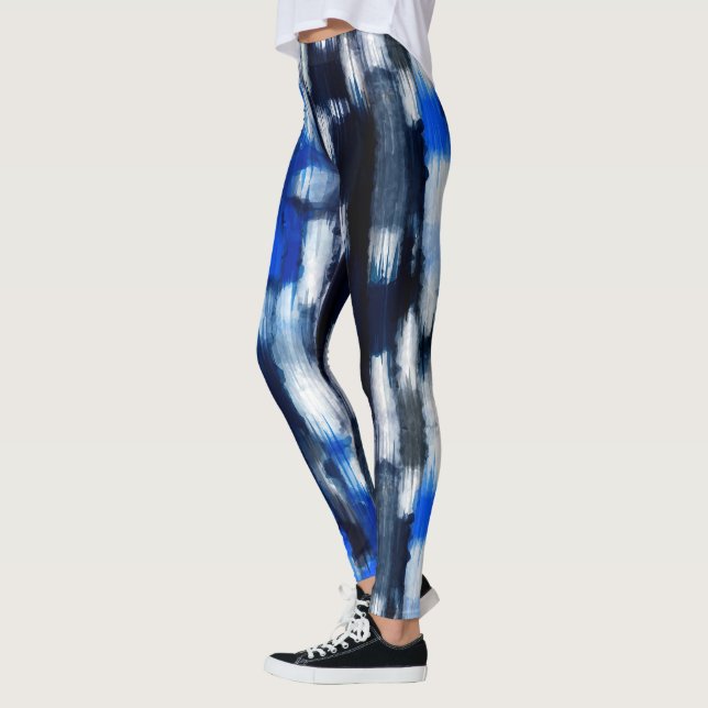 Leggings Resumen azul y blanco (Izquierda)