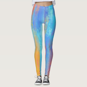 Leggings Resumen Azul y Naranja