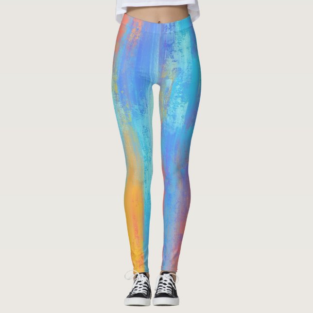 Leggings Resumen Azul y Naranja (Anverso)