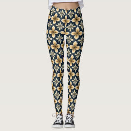 Leggings Resumen Azul Y Oro