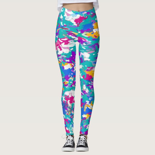 Leggings Resumen azul y rosa (Anverso)