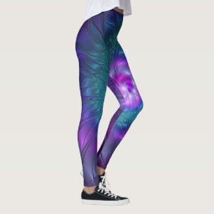 Leggings Resumen Belleza floral Flor de arte fractal colori