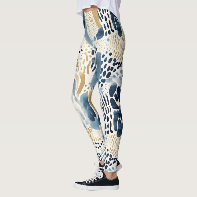 Leggings Resumen blanco crema azul (Izquierda)