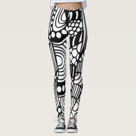 Leggings Resumen blanco negro moderno