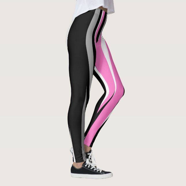 Leggings Resumen blanco y negro rosado (Derecha)