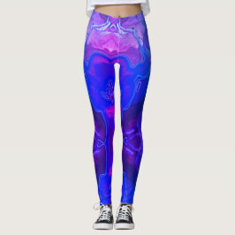 Leggings Resumen Bright Blue Púrpura Gemstone