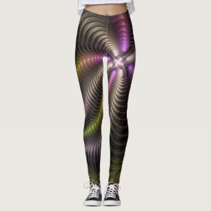 Leggings Resumen brillante Trippy Colorido arte fractal 3D