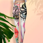 Leggings Resumen Cara Ojos Grandes Ligas Rojas Neon Pink Gr<br><div class="desc">Estas leggings brillantes y coloridas fueron diseñadas con mi arte de collage original con una cara fresca y abstracta con grandes ojos atrevidos,  mejillas rosadas de neón y labios rojos vibrantes en un fondo morado de estilo graffiti moderno y divertido con un toque caprichoso de rayas blancas y negras.</div>