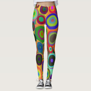Leggings Resumen Círculos Pintados, Coloridas, Cubiertas