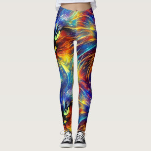 Leggings Resumen Cohesivo Exquisito Gato Enciende Sin Perju