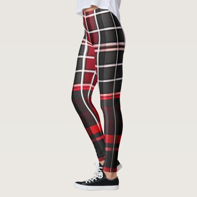 Leggings Resumen Colección popular Red Black Plaid (Izquierda)