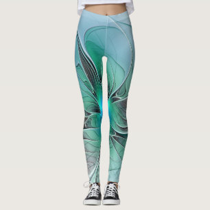 Leggings Resumen Con Arte Fractal Azul Y Moderno
