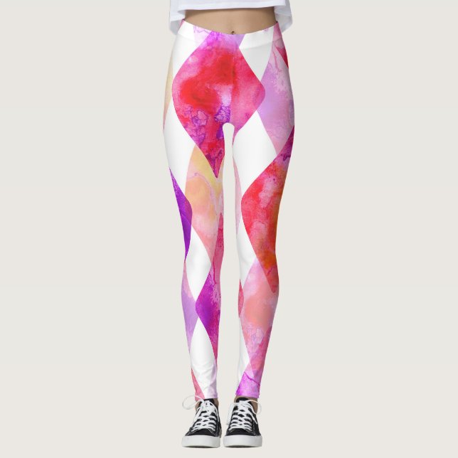 Leggings Resumen de Acuarela: Mano Pintada Sin Marea. (Anverso)