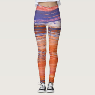 Leggings Resumen de acuarela: mezcla azul Naranja
