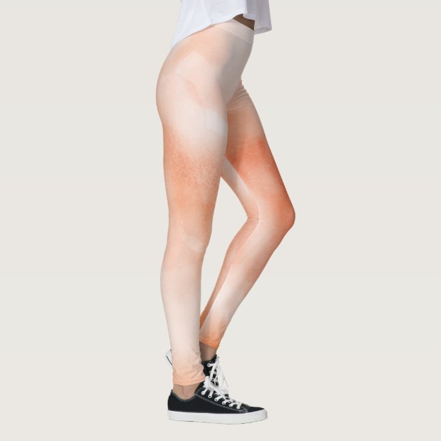 Leggings Resumen de acuarela pastel de melocotón divertido (Derecha)