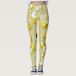 Leggings Resumen de amarillo dorado Simetría fractal