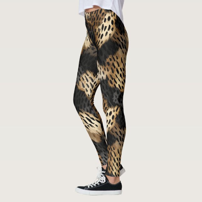 Leggings Resumen de animales del leopardo negro (Izquierda)