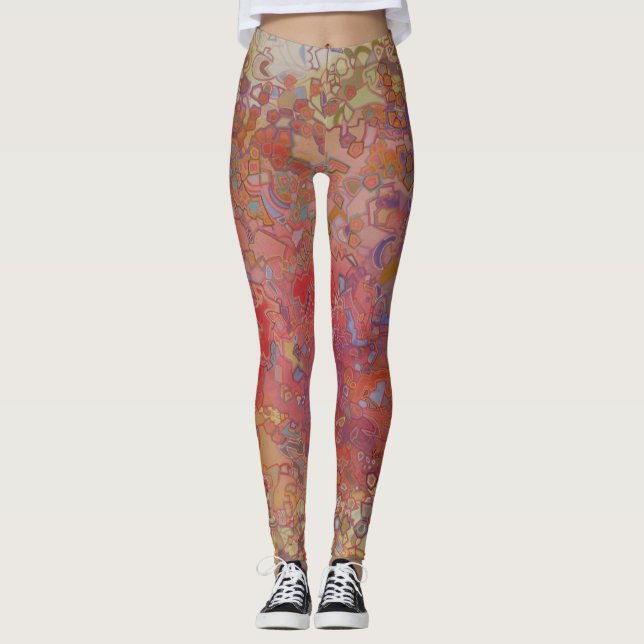 Leggings Resumen de arte al estilo mosaico (Anverso)