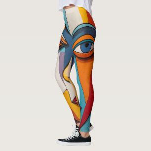 Leggings Resumen de arte facial colorido