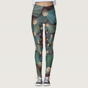 Leggings Resumen de arte fractal con pizarra marrón profund
