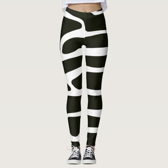 Leggings Resumen de arte Leyendas de yoga en blanco y negro (Anverso)
