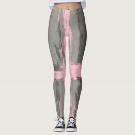Leggings Resumen de arte moderno estilo rosa gris