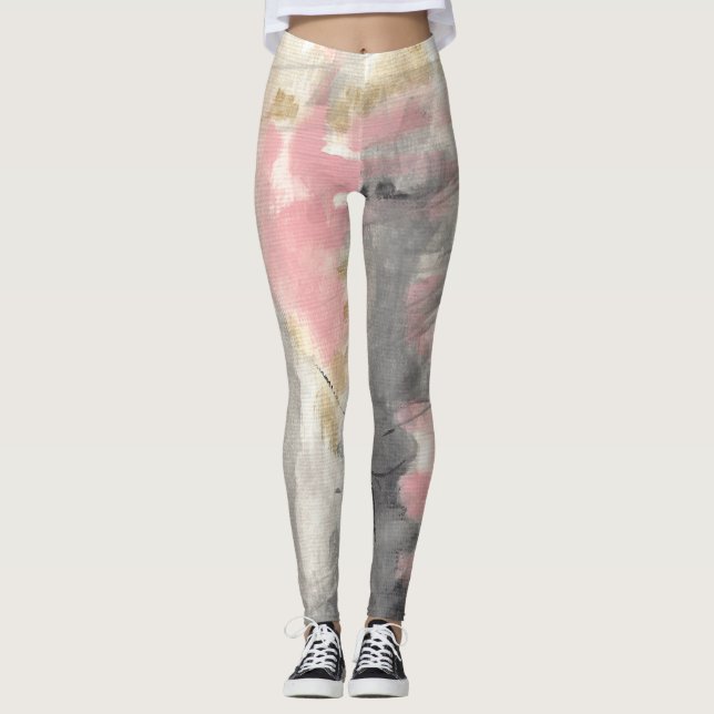 Leggings Resumen de arte pintado de oro rosa (Anverso)