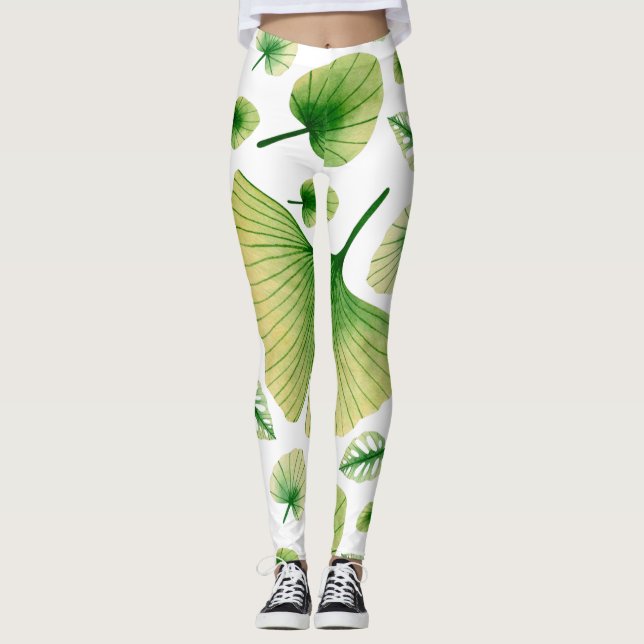 Leggings Resumen de arte tropical (Anverso)