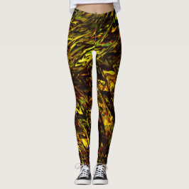 Leggings Resumen de bandas grandes curvadas en dorado a ver