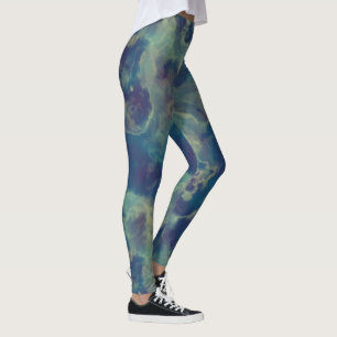 Leggings Resumen de Blue Marble Swirl