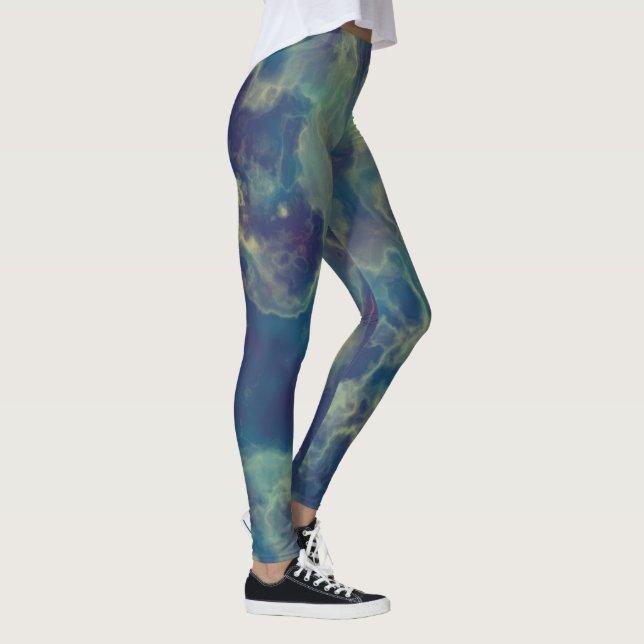 Leggings Resumen de Blue Marble Swirl (Derecha)