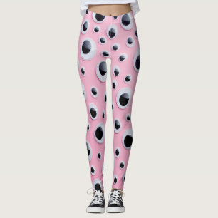 Leggings Resumen de bolas blancas y negras sobre fondo rosa