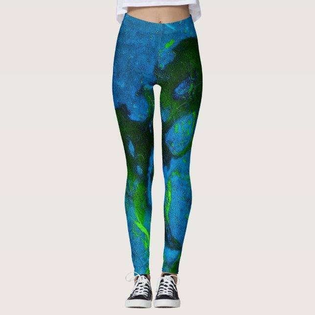 Leggings Resumen de caliza en verdes y azules de Aqua (Anverso)