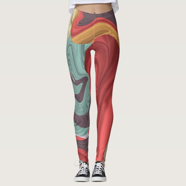 Leggings Resumen de color de ilustracion de mármol (Anverso)