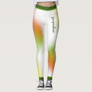 Leggings Resumen de colores caribeños con nombre en blanco