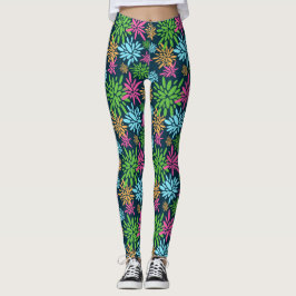 Leggings Resumen de colores de fuegos artificiales Flores L
