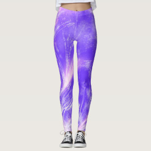 Leggings Resumen de Dandelions y luciérnagas moradas