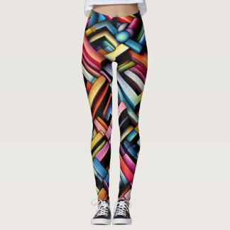 Leggings Resumen de dibujo de pasto Geométrico dimensional