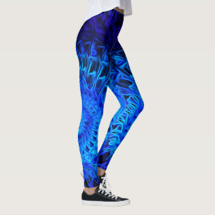 Leggings Resumen de diseño de la cubierta azul 1 - Piernas