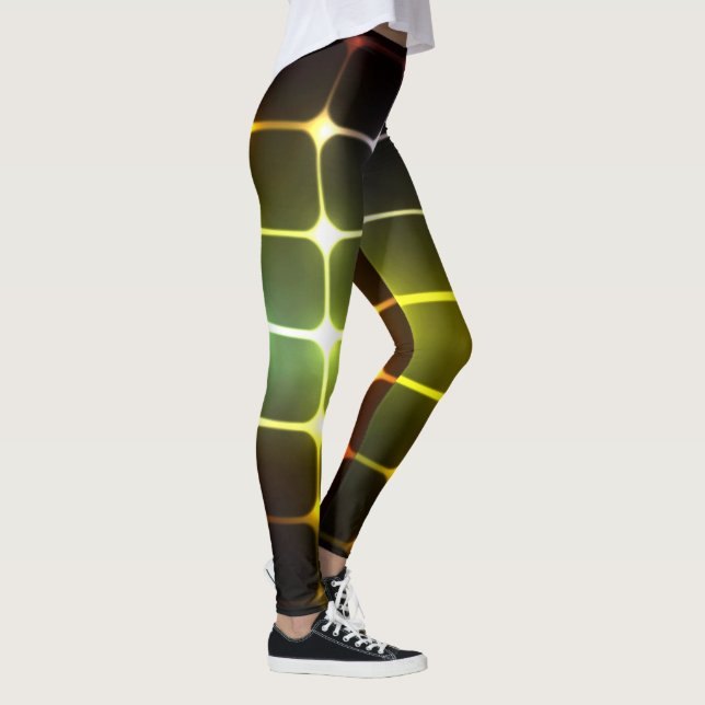 Leggings Resumen de diseño geométrico de luz de neón (Derecha)