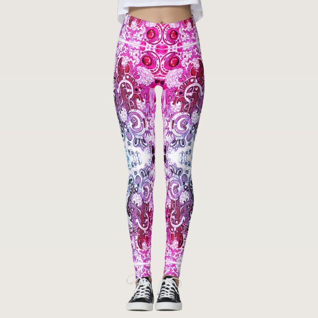 Leggings Resumen de Doodle Art (Anverso)