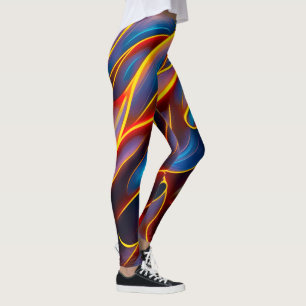 Leggings Resumen de flamencos rojos Swirl Blue