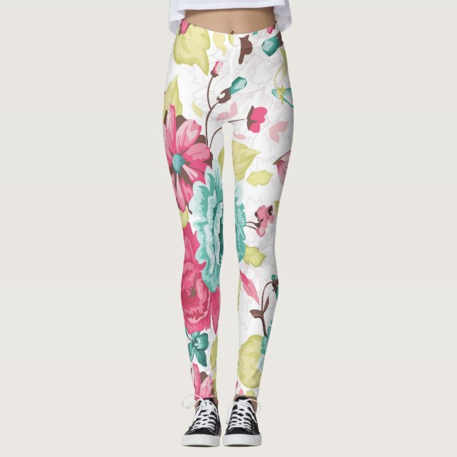 Leggings Resumen De Flores Elegancia Fondo Sin Precedentes. (Anverso)