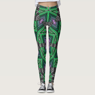 Leggings Resumen de folk oscuro con rayas ornamentales