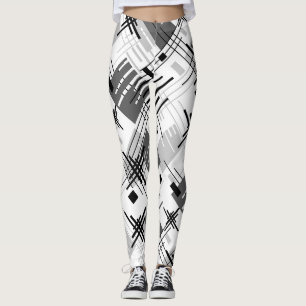 Leggings Resumen de formas geométricas modernas rayadas de