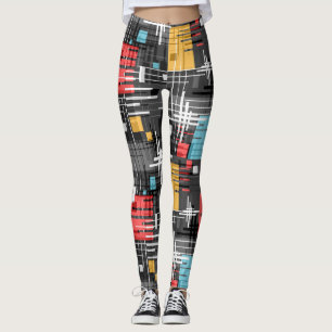 Leggings Resumen de formas geométricas modernas rayadas de