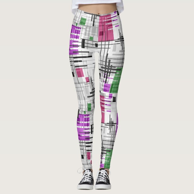 Leggings Resumen de formas geométricas modernas rayadas de  (Anverso)