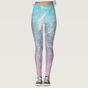 Leggings Resumen de galaxia marina rosa azul acuático