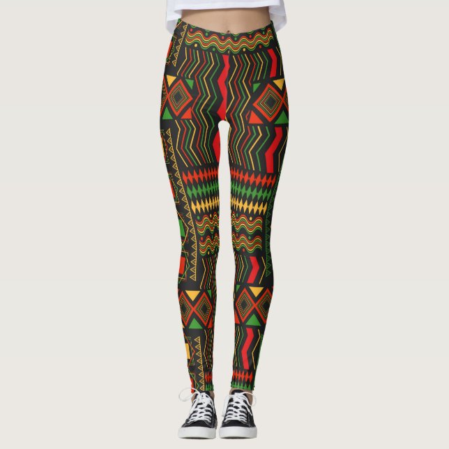 Leggings Resumen de Geo Tribal Africano de moda (Anverso)
