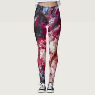 Leggings Resumen de Geode Crystal Agate Rojo
